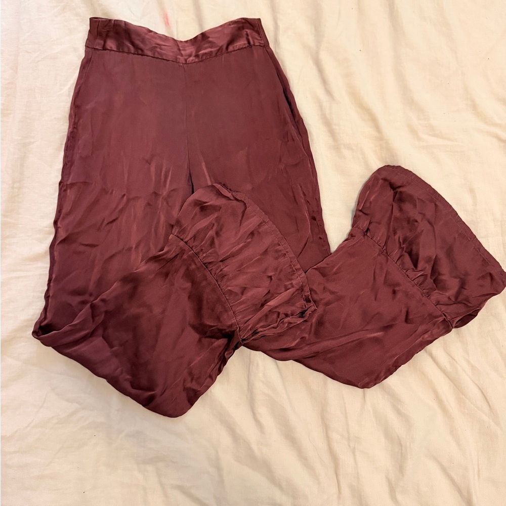 Paloma Wool Silk Ruffle-Hem Pants